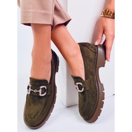 Karins Mocasines de ante verde con hebilla 1