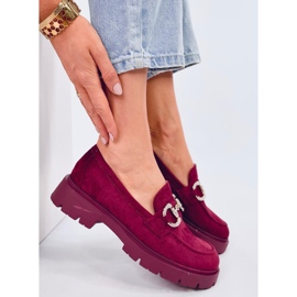 Mocasines Karins Wine de ante con hebilla rojo 3