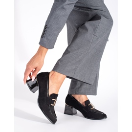 Zapatos de mujer de ante con tacón grueso. negro 1