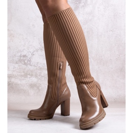 Botas tacón Waji marrones marrón 1