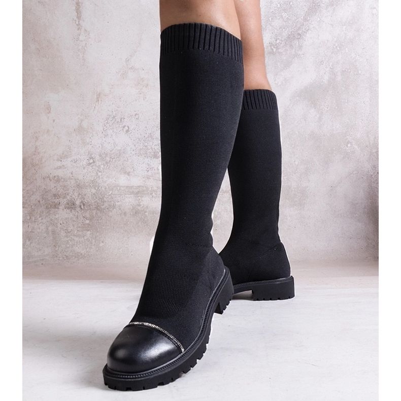 Botas negras decoradas con circonitas Sayega negro 1