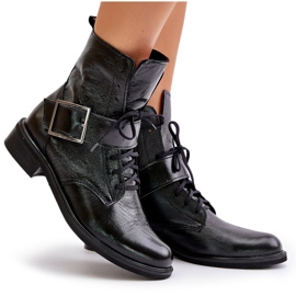 Zazoo 2949 Botines De Piel Con Hebilla, Negro 9