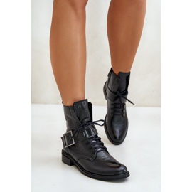 Zazoo 2949 Botines De Piel Con Hebilla, Negro 3