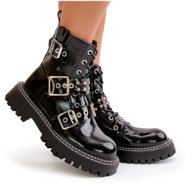 Botas Charol Con Hebillas Negro Serizia 10