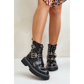 Botas Charol Con Hebillas Negro Serizia 5