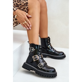 Botas Charol Con Hebillas Negro Serizia 7