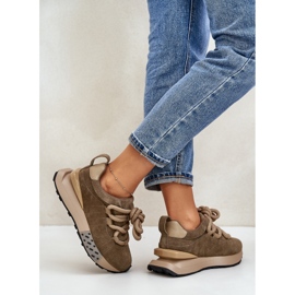 Zapatillas de Mujer de Ante con Plataforma y Cordones Gruesos Artiker 54C1466 Marrón Claro 7