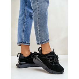 Zapatillas de mujer de ante con plataforma y cordones gruesos Artiker 54C1464 Negro 7