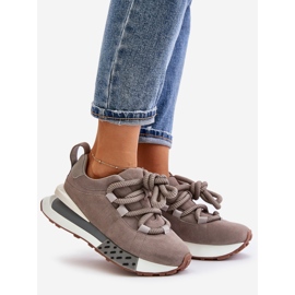 Zapatillas de mujer de ante con plataforma y cordones gruesos Artiker 54C1463 Gris 1