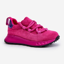 Zapatillas Mujer Ante Con Cordones Gruesos Artiker 54C1461 Fucsia rosado 4