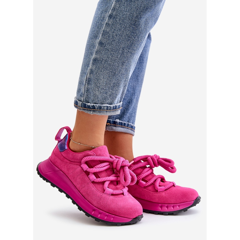 Zapatillas Mujer Ante Con Cordones Gruesos Artiker 54C1461 Fucsia rosa 1
