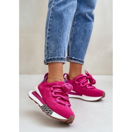 Zapatillas Mujer Ante Plataforma Con Cordones Gruesos Artiker 55C0086 Fucsia rosado 3