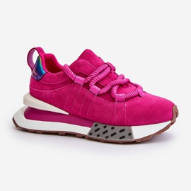 Zapatillas Mujer Ante Plataforma Con Cordones Gruesos Artiker 55C0086 Fucsia rosado 5