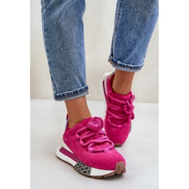 Zapatillas Mujer Ante Plataforma Con Cordones Gruesos Artiker 55C0086 Fucsia rosado 4