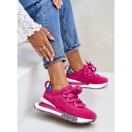 Zapatillas Mujer Ante Plataforma Con Cordones Gruesos Artiker 55C0086 Fucsia rosado 9