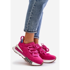 Zapatillas Mujer Ante Plataforma Con Cordones Gruesos Artiker 55C0086 Fucsia rosa 1