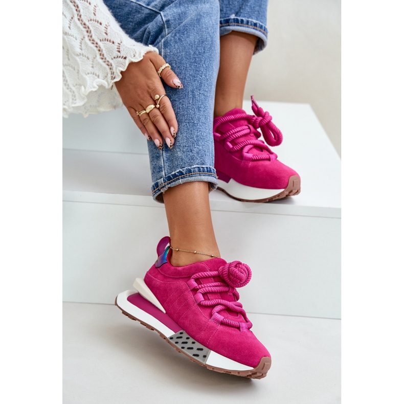 Zapatillas Mujer Ante Plataforma Con Cordones Gruesos Artiker 55C0086 Fucsia rosado 2