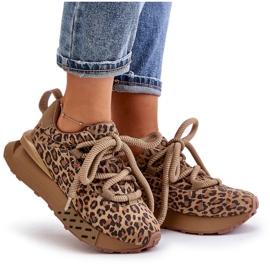 Zapatillas De Mujer De Ante En La Plataforma Con Cordones Gruesos Leopardo Artiker 55C0135 Marrón 11