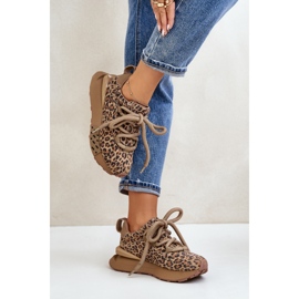 Zapatillas De Mujer De Ante En La Plataforma Con Cordones Gruesos Leopardo Artiker 55C0135 Marrón 6