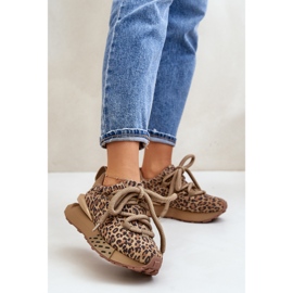 Zapatillas De Mujer De Ante En La Plataforma Con Cordones Gruesos Leopardo Artiker 55C0135 Marrón 3