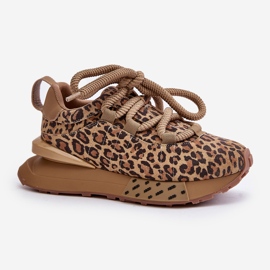 Zapatillas De Mujer De Ante En La Plataforma Con Cordones Gruesos Leopardo Artiker 55C0135 Marrón 5