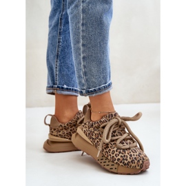 Zapatillas De Mujer De Ante En La Plataforma Con Cordones Gruesos Leopardo Artiker 55C0135 Marrón 4