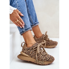 Zapatillas De Mujer De Ante En La Plataforma Con Cordones Gruesos Leopardo Artiker 55C0135 Marrón 9
