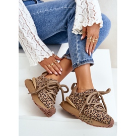 Zapatillas De Mujer De Ante En La Plataforma Con Cordones Gruesos Leopardo Artiker 55C0135 Marrón 10