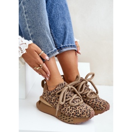 Zapatillas De Mujer De Ante En La Plataforma Con Cordones Gruesos Leopardo Artiker 55C0135 Marrón 2