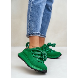 Zapatillas Mujer Ante Con Cordones Gruesos Artiker 55C0099 Verde 2