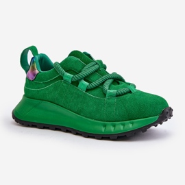 Zapatillas Mujer Ante Con Cordones Gruesos Artiker 55C0099 Verde 4