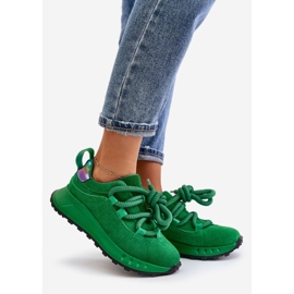 Zapatillas Mujer Ante Con Cordones Gruesos Artiker 55C0099 Verde 1