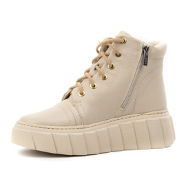 Olivier Botas de invierno de piel con aislamiento para mujer 1179, beige 5