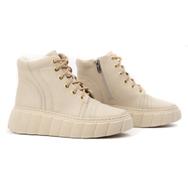 Olivier Botas de invierno de piel con aislamiento para mujer 1179, beige 2