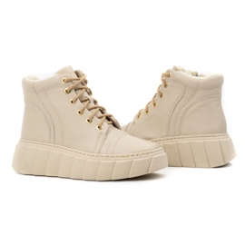 Olivier Botas de invierno de piel con aislamiento para mujer 1179, beige 3