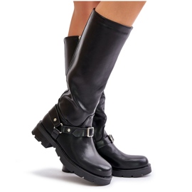 Botas De Mujer Aislante Con Cremallera Piel Ecológica Negro Tialethe 11