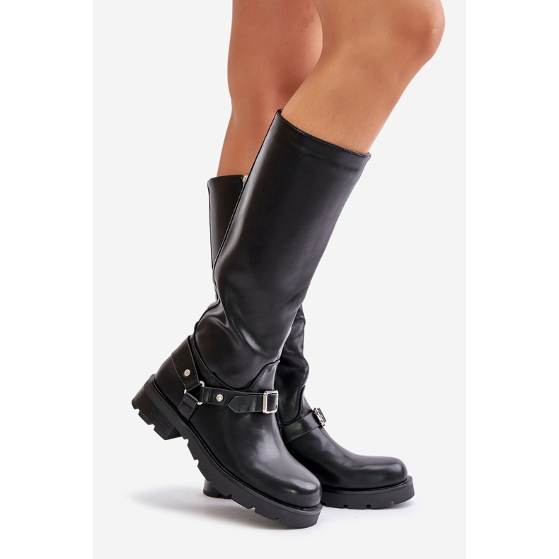 Botas De Mujer Aislante Con Cremallera Piel Ecológica Negro Tialethe 1