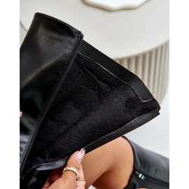 Botas de mujer con tacón plano aislado y hebilla dorada, Negro Arsisna 9