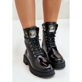 Botines Obreros Aislante Lacados Con Adorno, Negro Depisa 5