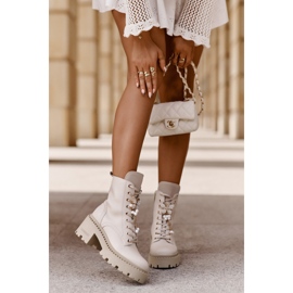 Botines Obreros Mujer Piel Con Mariposa Beige CheBello 4590 13