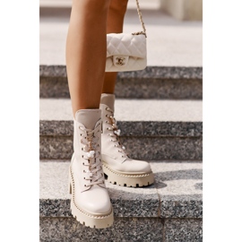 Botines Obreros Mujer Piel Con Mariposa Beige CheBello 4590 7
