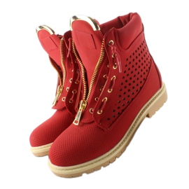 Balmanas calados, cremallera dorada, rojo R103 Rojo 3