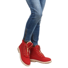 Balmanas calados, cremallera dorada, rojo R103 Rojo 8