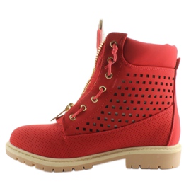 Balmanas calados, cremallera dorada, rojo R103 Rojo 4