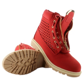 Balmanas calados, cremallera dorada, rojo R103 Rojo 5