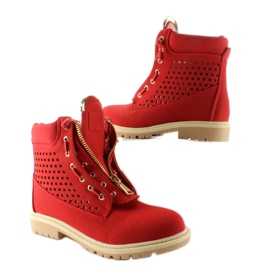 Balmanas calados, cremallera dorada, rojo R103 Rojo 6