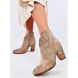 Botas cowboy tacón alto Sonett Caqui beige 3