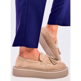 Mocasín plataforma Trinity Beige con flecos 2