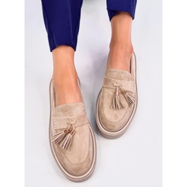 Mocasín plataforma Trinity Beige con flecos 4