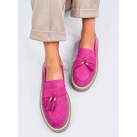Mocasín plataforma Trinity Fucsia con flecos rosado 5